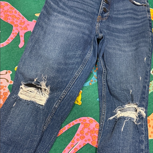 Abercrombie & Fitch Distressed Blue High Rise Jeans - Picture 5 of 8